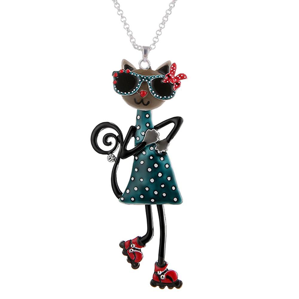Verspielte Halskette mit Emaille-Anhänger Katze für Kinder