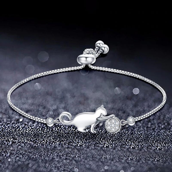 Verspieltes Kitty Charm Armband mit Strass