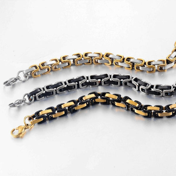 Abgeschrägte dicke Panzerkettenarmbänder aus poliertem Edelstahl