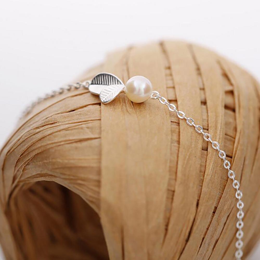 Kostbares Perlen- und Blatt-Silberschmuckset