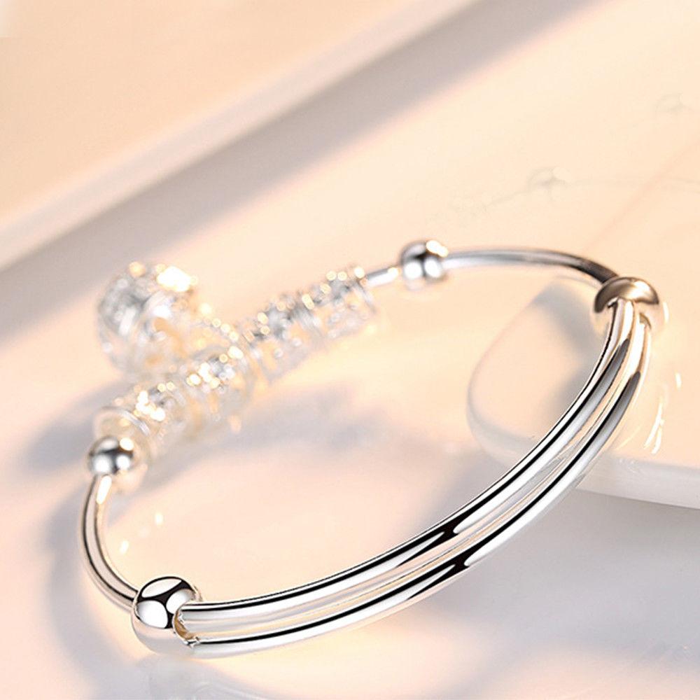 Edler Armreif mit Blumen-Kugel-Charme aus Sterlingsilber, Schmuck