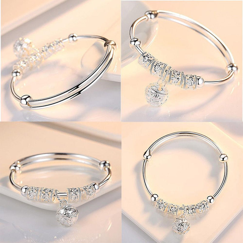 Edler Armreif mit Blumen-Kugel-Charme aus Sterlingsilber, Schmuck