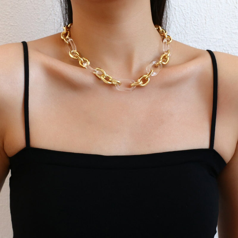 Punk-Mode klare und klobige Acryl-Kette Statement-Halsketten