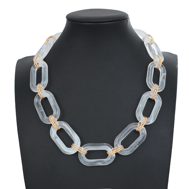 Punk-Mode klare und klobige Acryl-Kette Statement-Halsketten