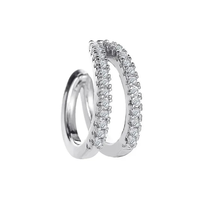 Crossover-Ohrringe in Silber, Gold und Rosé mit Zirkoniasteinen (sich kreuzende Linien)