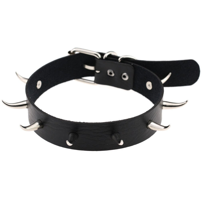 Punk Style Spike Nieten Mode Vegan Leder Choker Halsketten