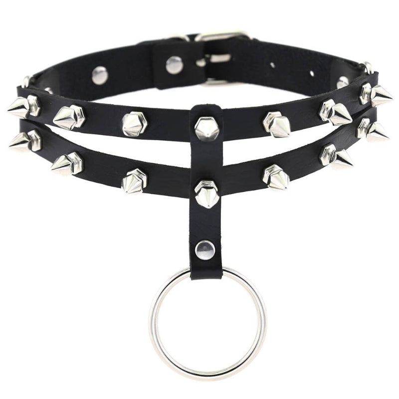 Punk Style Spike Nieten Mode Vegan Leder Choker Halsketten