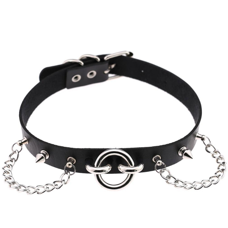 Punk Style Spike Nieten Mode Vegan Leder Choker Halsketten