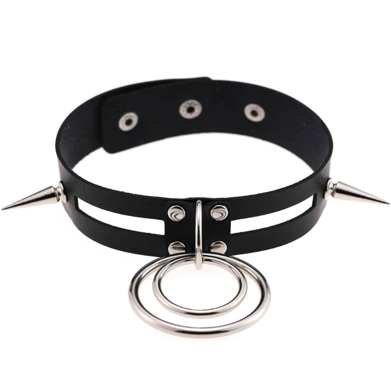 Punk Style Spike Nieten Mode Vegan Leder Choker Halsketten