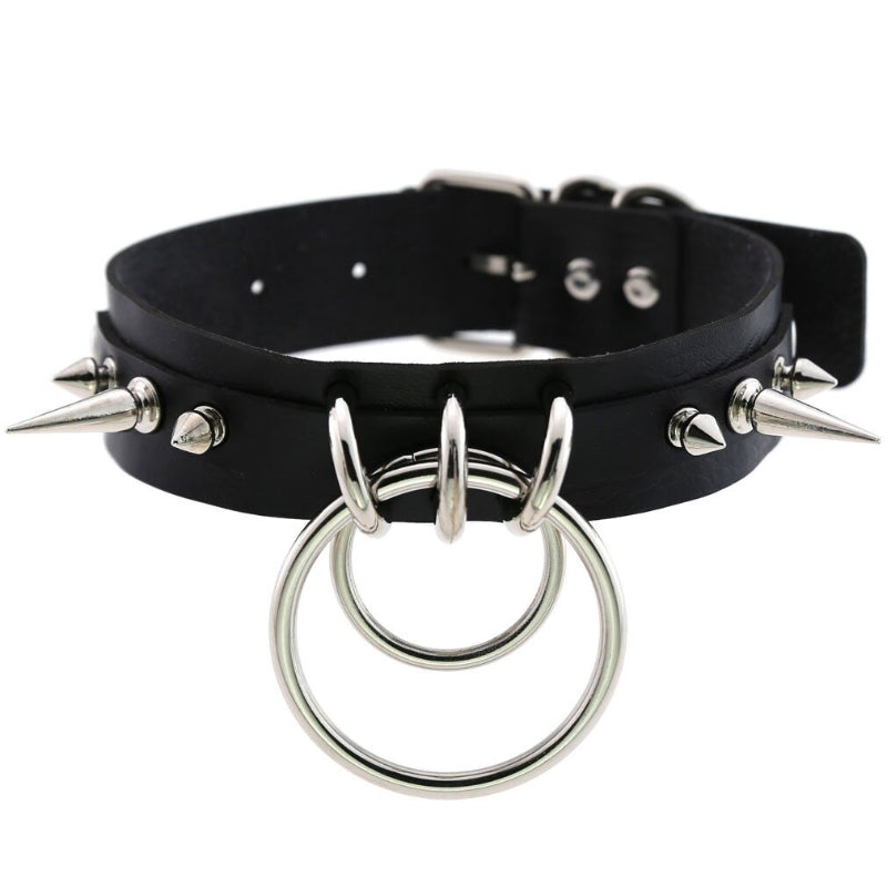 Punk Style Spike Nieten Mode Vegan Leder Choker Halsketten