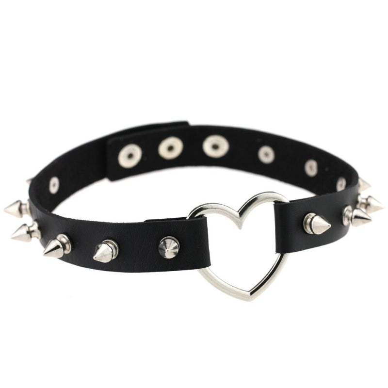 Punk Style Spike Nieten Mode Vegan Leder Choker Halsketten