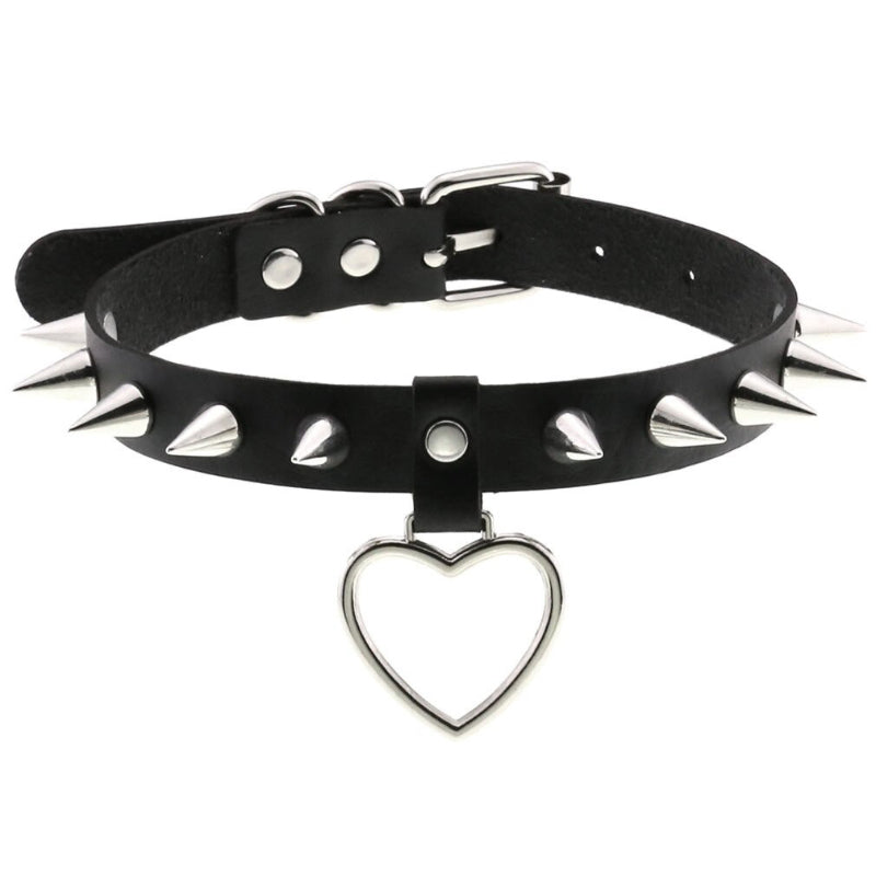 Punk Style Spike Nieten Mode Vegan Leder Choker Halsketten