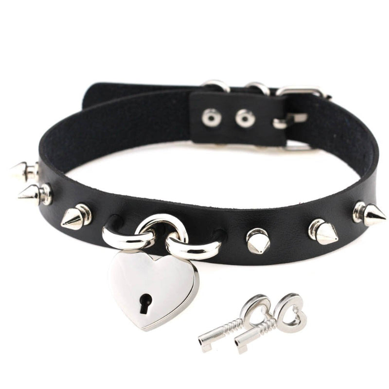 Punk Style Spike Nieten Mode Vegan Leder Choker Halsketten