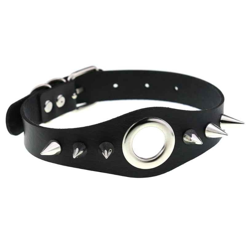 Punk Style Spike Nieten Mode Vegan Leder Choker Halsketten