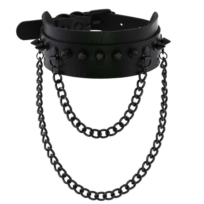 Punk Style Spike Nieten Mode Vegan Leder Choker Halsketten