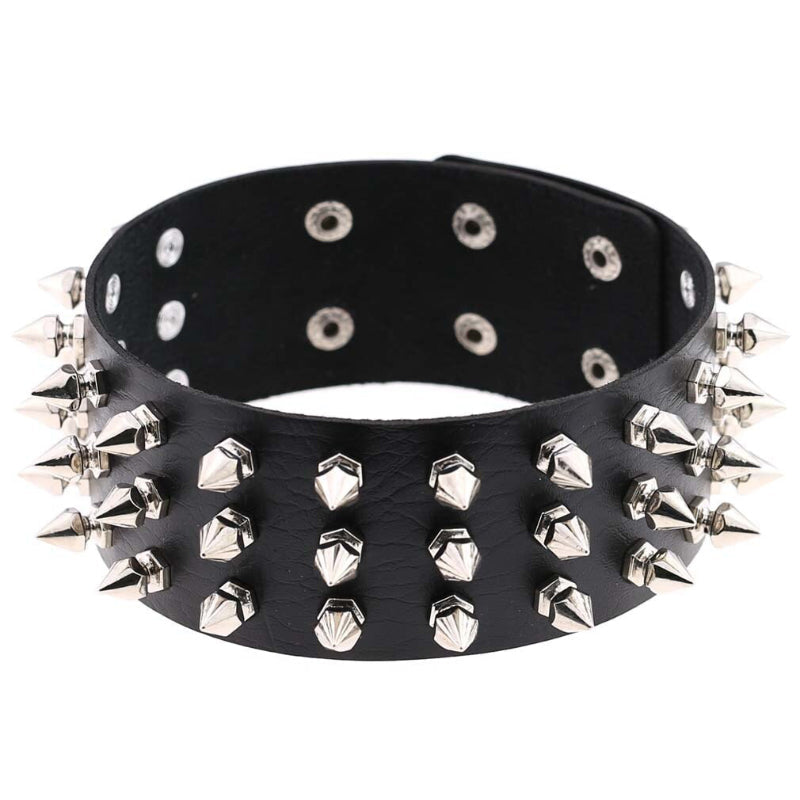 Punk Style Spike Nieten Mode Vegan Leder Choker Halsketten
