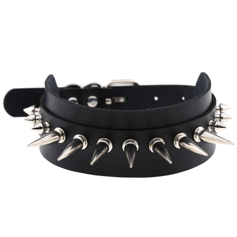 Punk Style Spike Nieten Mode Vegan Leder Choker Halsketten