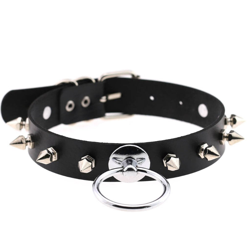 Punk Style Spike Nieten Mode Vegan Leder Choker Halsketten