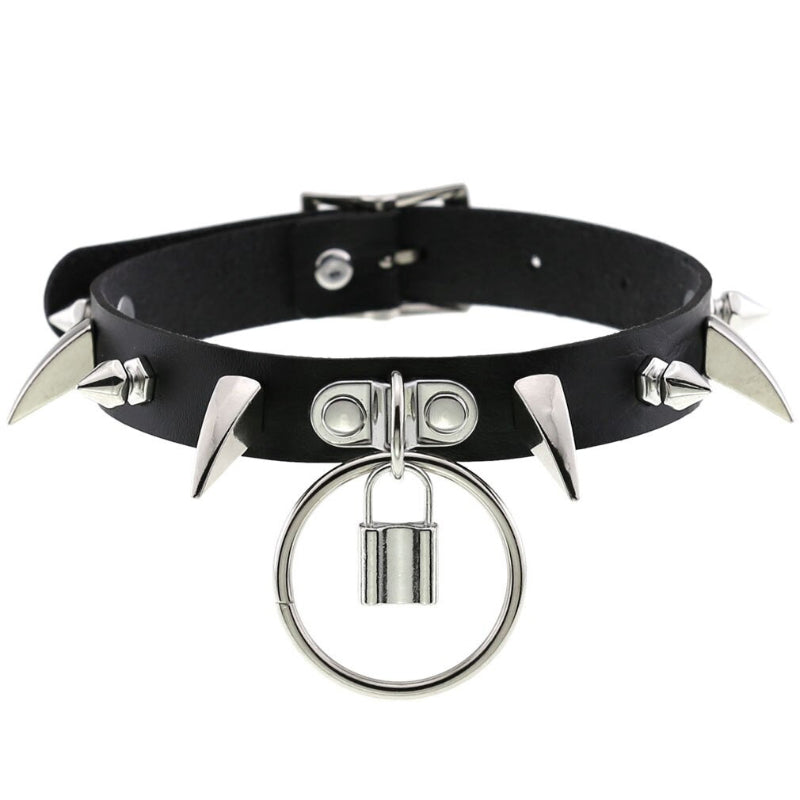 Punk Style Spike Nieten Mode Vegan Leder Choker Halsketten