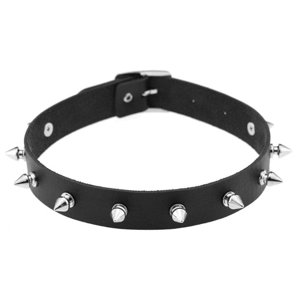 Punk Style Spike Nieten Mode Vegan Leder Choker Halsketten