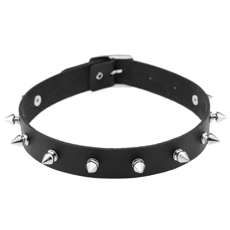 Punk Style Spike Nieten Mode Vegan Leder Choker Halsketten