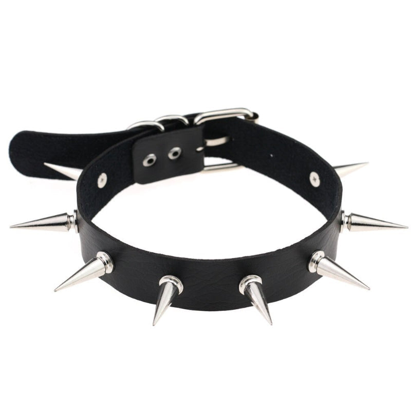 Punk Style Spike Nieten Mode Vegan Leder Choker Halsketten