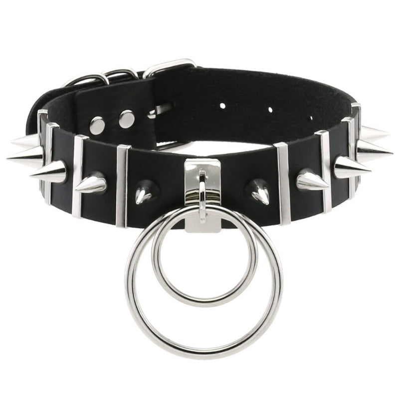 Punk Style Spike Nieten Mode Vegan Leder Choker Halsketten