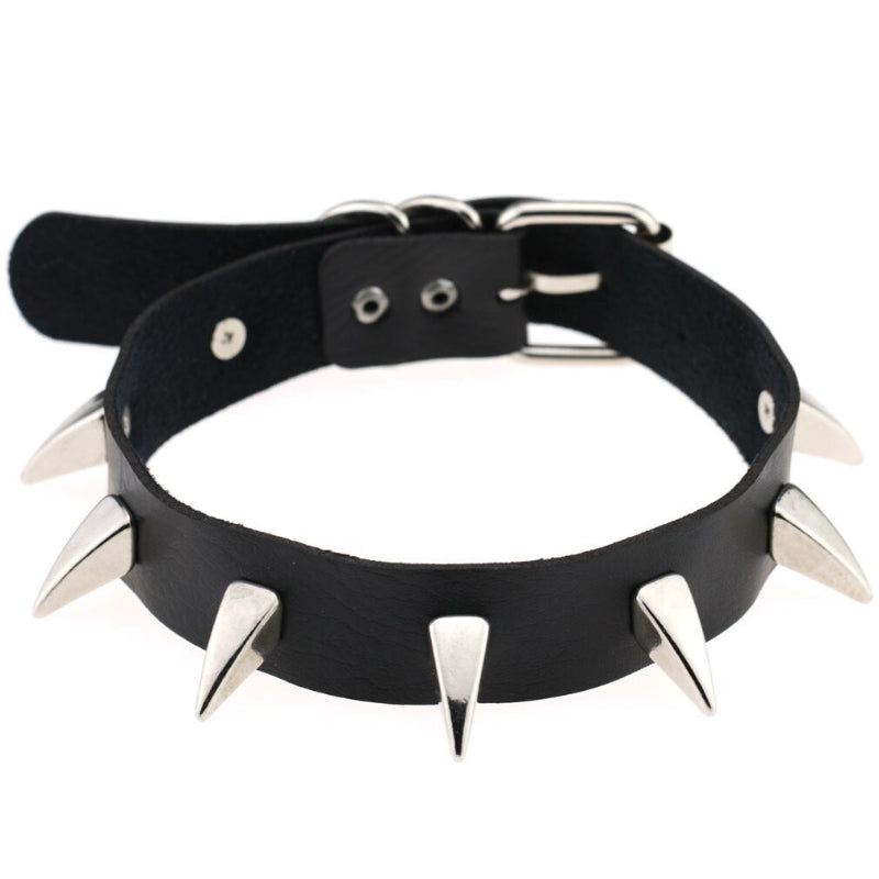 Punk Style Spike Nieten Mode Vegan Leder Choker Halsketten