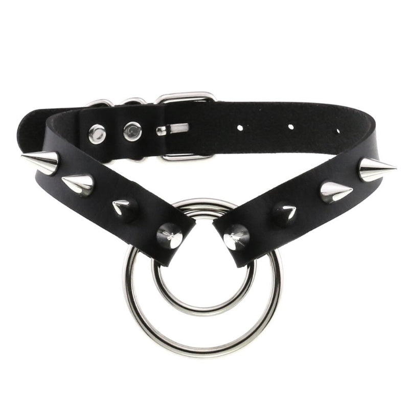 Punk Style Spike Nieten Mode Vegan Leder Choker Halsketten