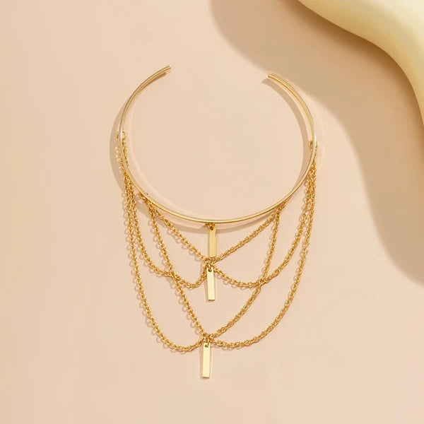 Elegante Armkette - mehrlagig, verstellbar, Quaste in Gold & Silber