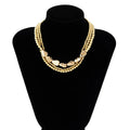 Goldfarbene mehrreihige Halskette, Perlen-Halsband, schicker Designer-Schmuck für Frauen