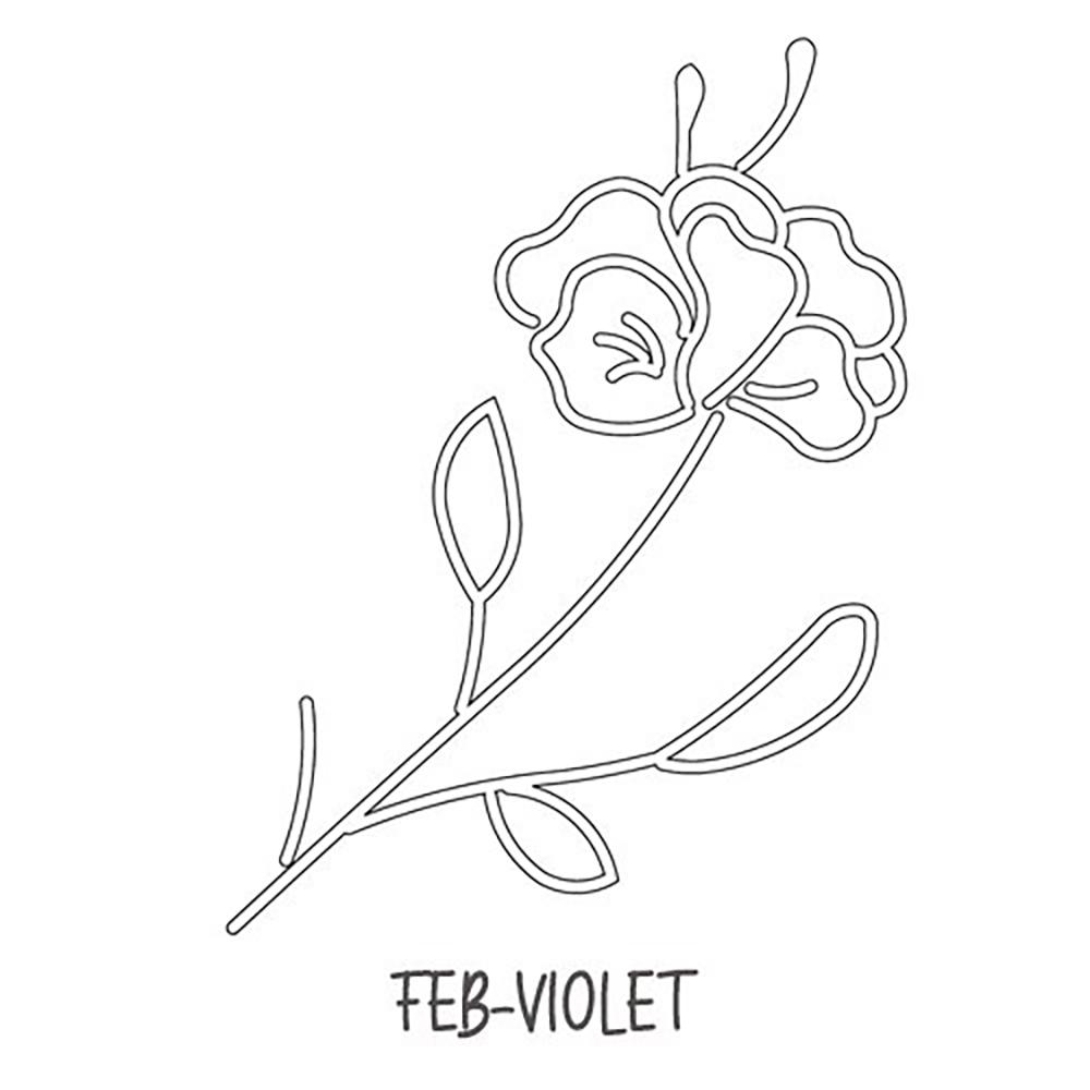 Rechteckige Halskette mit Geburtsmonatsblumen-Anhänger