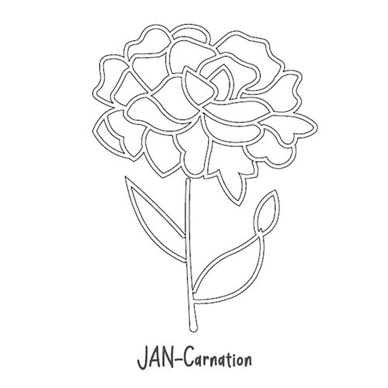 Rechteckige Halskette mit Geburtsmonatsblumen-Anhänger