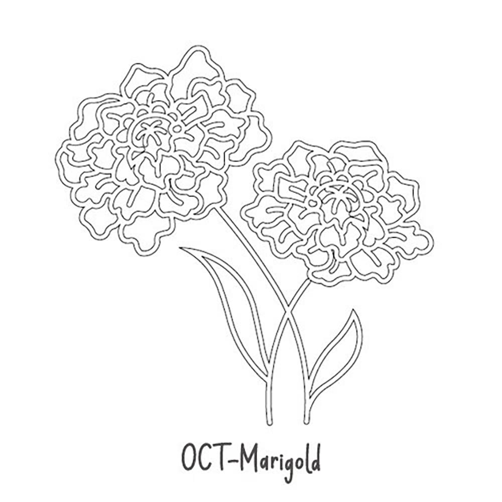 Rechteckige Halskette mit Geburtsmonatsblumen-Anhänger