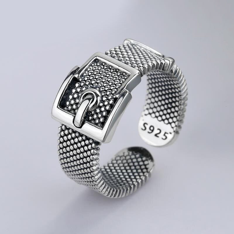 Retro Gürtelschnalle Sterling Silber verstellbare Ringe