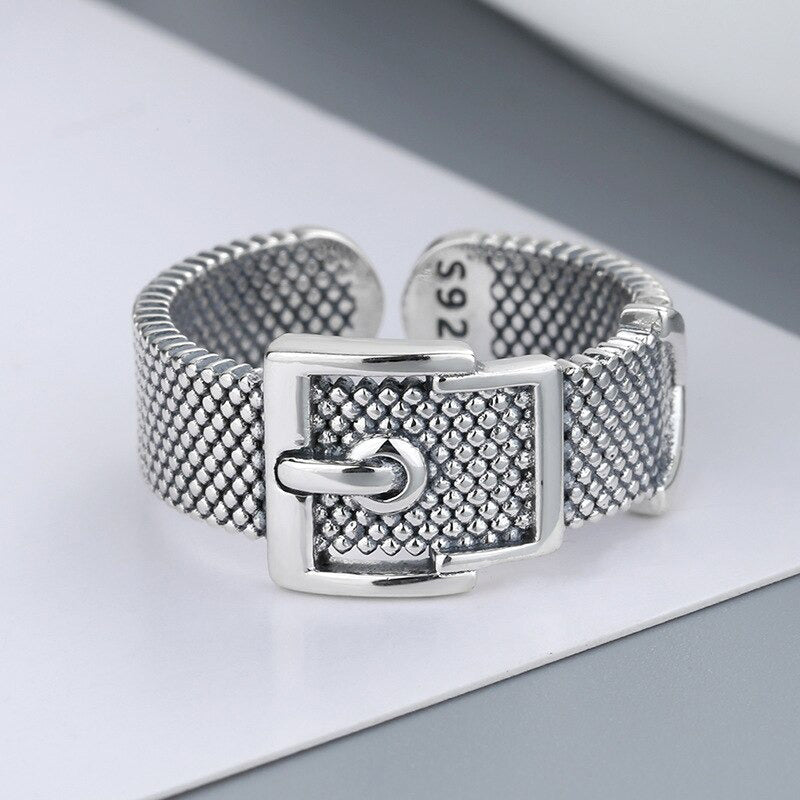 Retro Gürtelschnalle Sterling Silber verstellbare Ringe