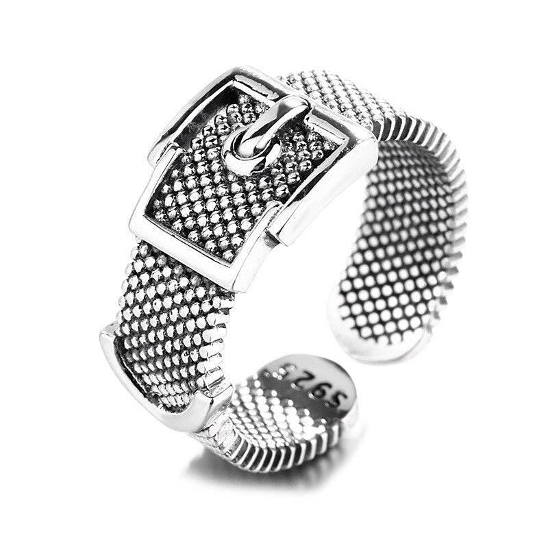 Retro Gürtelschnalle Sterling Silber verstellbare Ringe