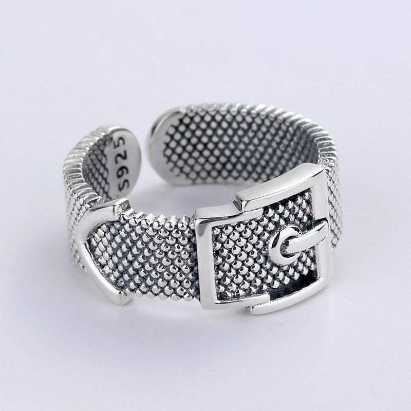 Retro Gürtelschnalle Sterling Silber verstellbare Ringe