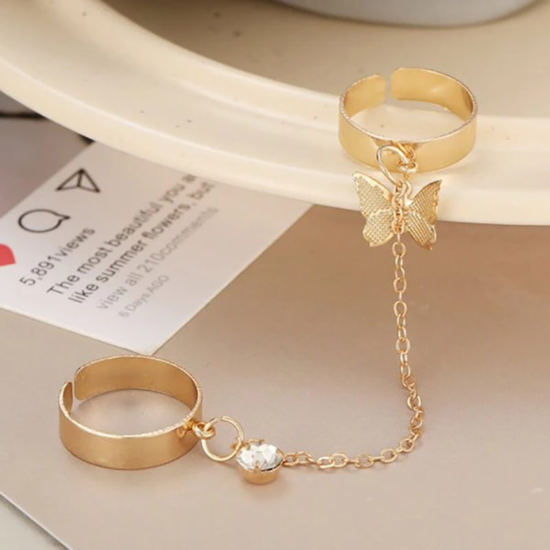 Mit Strasssteinen verzierte modische Schmetterlingsringe-Kollektion