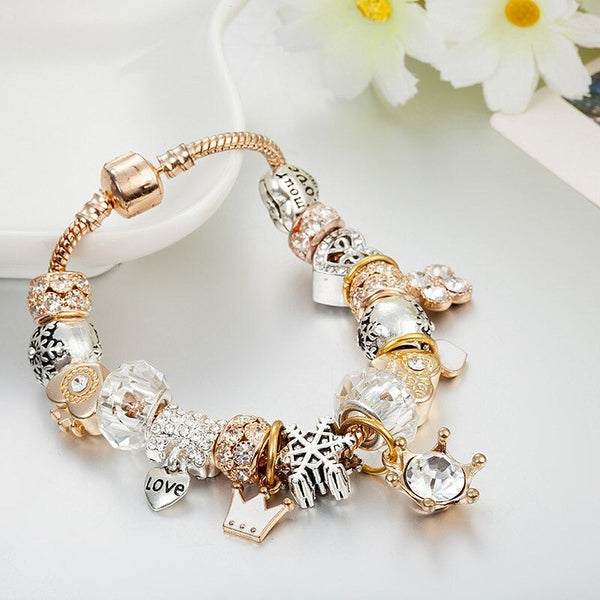 Strass verzierte modische Herz-Charm-Perlen-Armbänder in verschiedenen Stilen