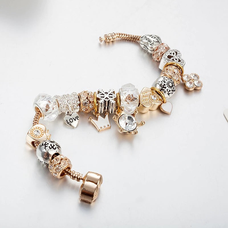 Strass verzierte modische Herz-Charm-Perlen-Armbänder in verschiedenen Stilen