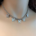 Halskette mit Strass-Kette und Schmetterlings-Anhänger