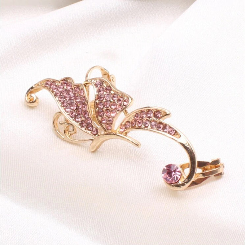 Ohrclips mit Strasssteinen und Schmetterlingen