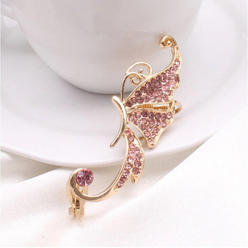 Ohrclips mit Strasssteinen und Schmetterlingen