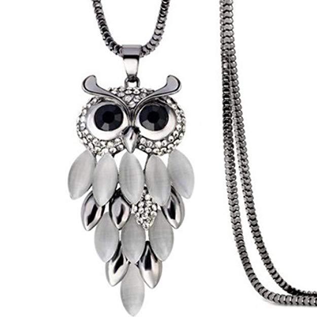 Strass Edelstein Tropfen Eule Halskette - Eule Schmuck