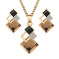 Schmuckset mit Halskette und Ohrringen mit geometrischem Strass