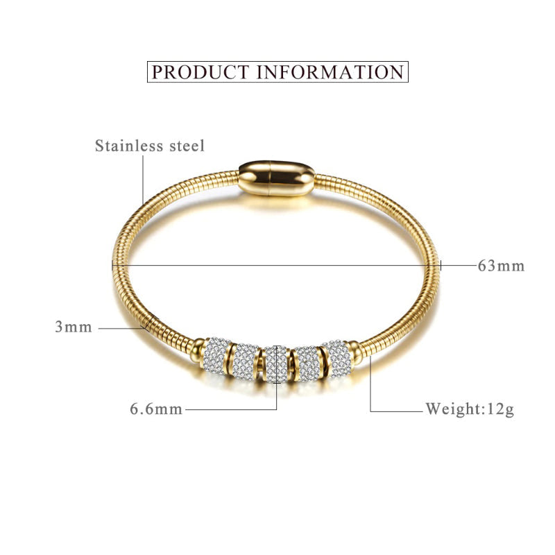 Armreife aus Edelstahl mit Zylinderanhänger und Strasssteinen