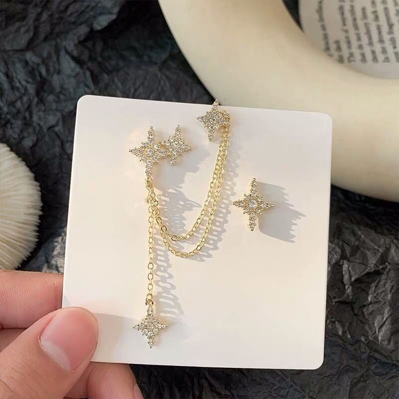 Mit Strasssteinen besetzte, skurrile Engelsflügel-Ohrhänger-Kollektion