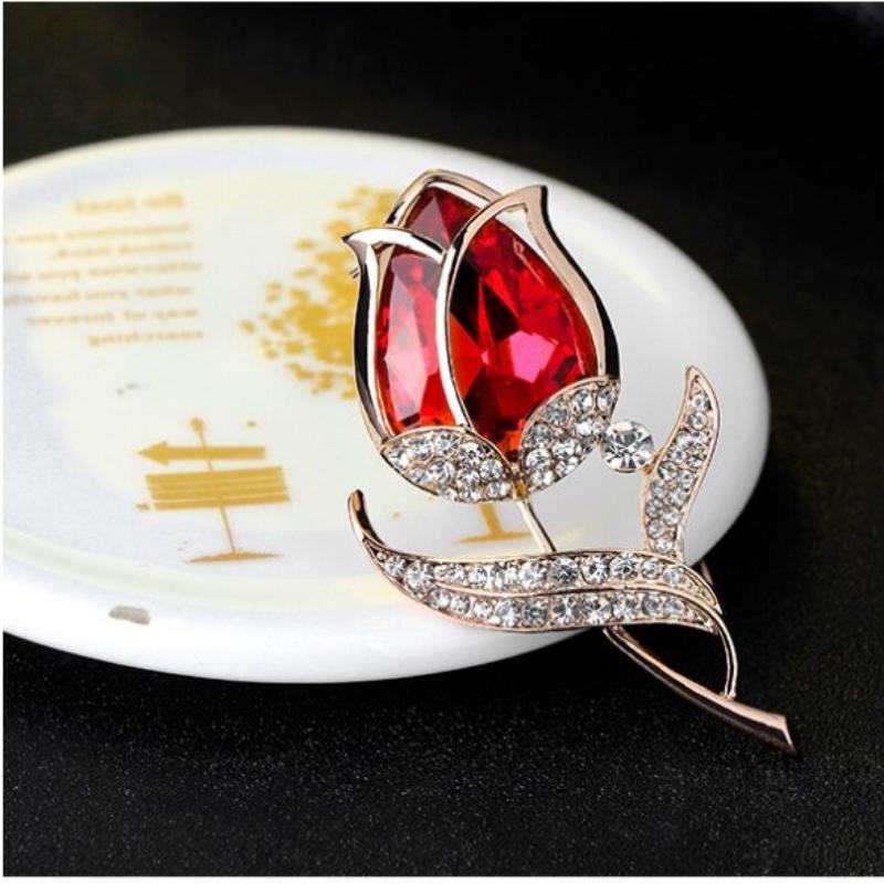 Strass Tulpenblumen Brosche Anstecknadeln