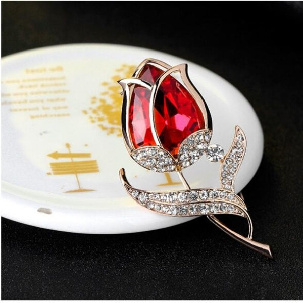 Strass Tulpenblumen Brosche Anstecknadeln
